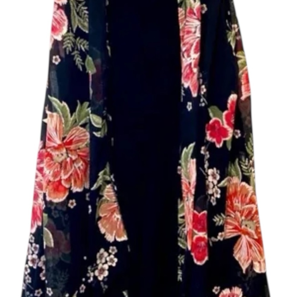 Robbie Bee Black Floral dress overall women's size 12 ,,L107